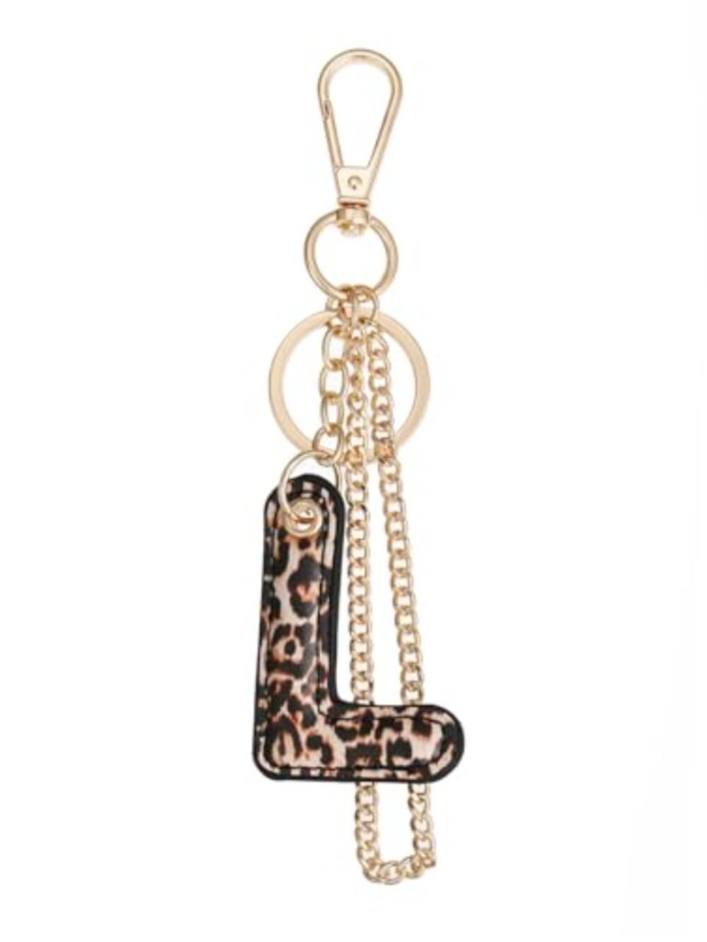 Leopard Letter Keychain PU Leather Initial Keyring Purse Charm